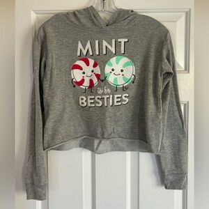 Justice Girls “Mint to be Besties” hooded crop sweatshirt